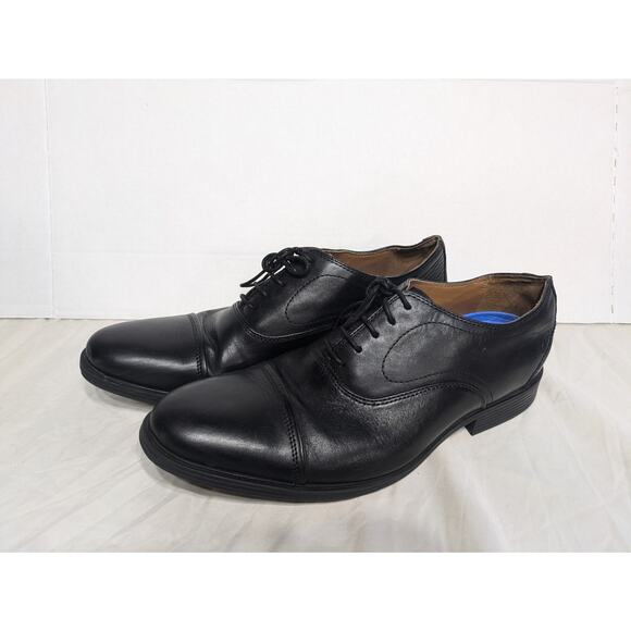 Clarks 15770 Black Leather Tilden Walk Lace Up Oxford Dress Shoes Mens Size 10.5 - Picture 1 of 9